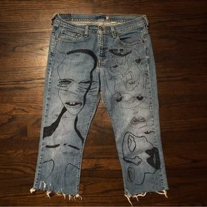 Hand drawn Levi’s denim jeans